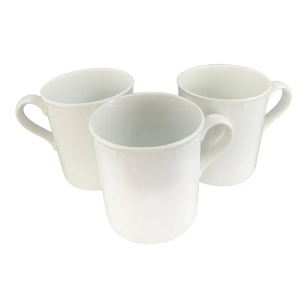 Crate & Barrel Staccato White Coffee Tea Mug Cup Kathleen Willis Japan Set 3 VTG